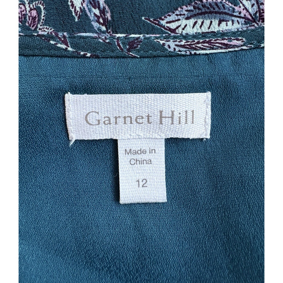 Garnet Hill Teal Floral Paisley V-neck Fit & Flare Dress Lined Pockets 12 Boho - Picture 4 of 16